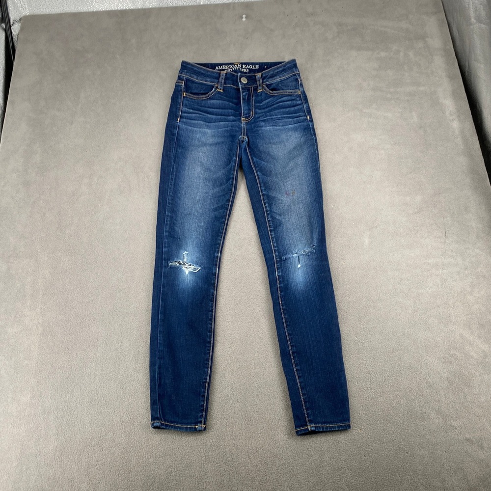 American Eagle Hi-Rise Jegging Super Stretch Blue Denim Skinny Jeans 00 Regular